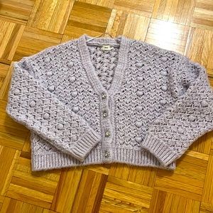 Mango Lilac Rhinestone button Cardigan Sweater Size S